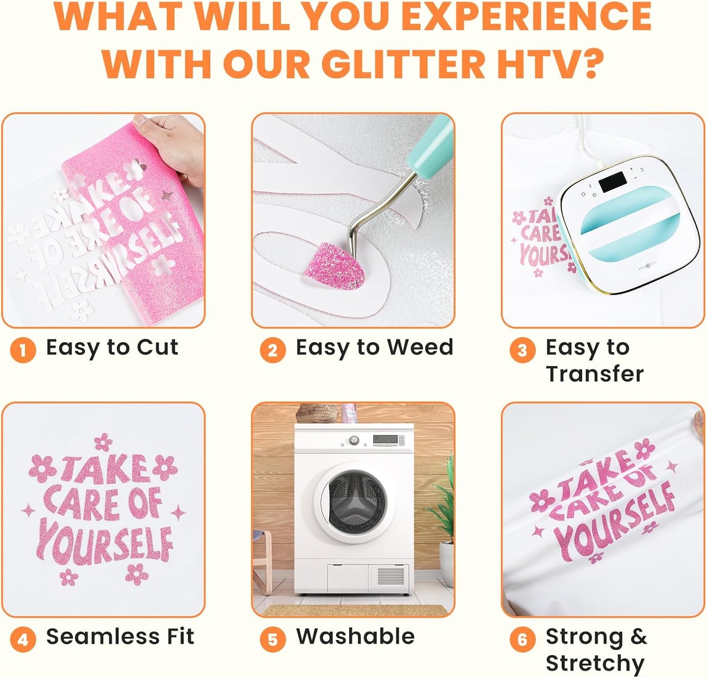 HTVRONT Glitter HTV Vinyl Roll - 10" x 8ft Neon Pink Glitter Heat Transfer Vinyl for T Shirts, Glitter Iron on Vinyl for All Cutting Machine (Neon Pink Glitter)