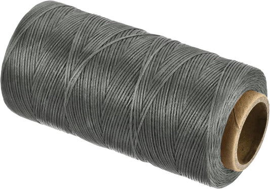 MECCANIXITY Waxed Thread,284 Yard 0.8mm 150D Flat Wax Thread Polyester Waxed String for Leather Sewing Hand Weaving Book Binding Home Decoration,Light Gray