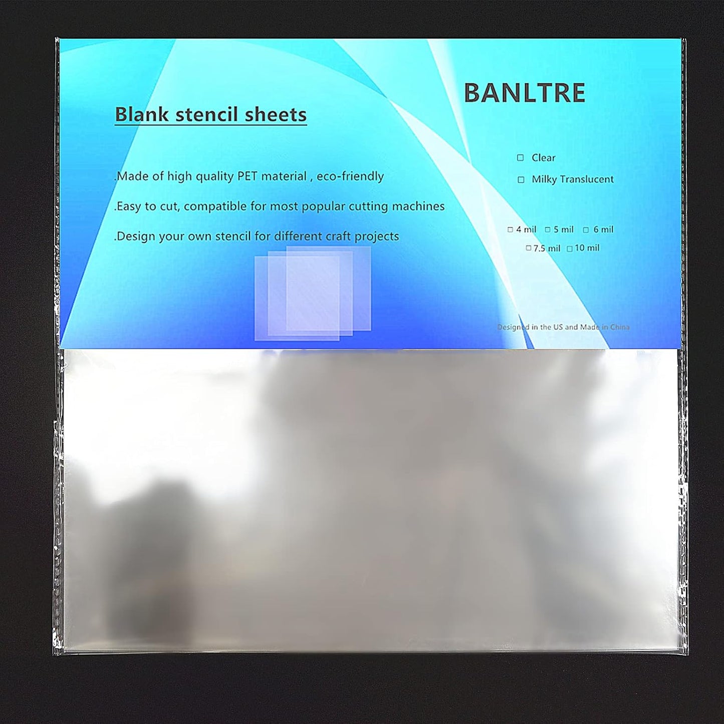 BANLTRE 10 Pieces 10 mil Transparency Blank Template Material Stencils Mylar for Cutting Paper Clear Sheet 12 × 12 inch (10-10 mil)