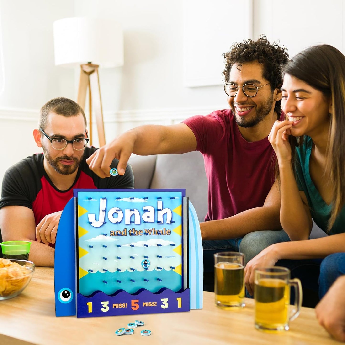 8 Pcs Jonah and The Whale Halloween Disk Drop Game Wood Tabletop Religious Disc Drop Game Halloween Party Favors for Family Table Activities Birthday Party Supplies 13 x 10.2 Inches