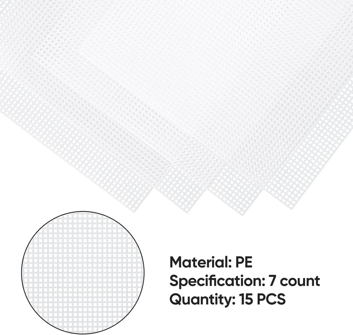 Pllieay 15 Pieces 7 Count Plastic Mesh Canvas Sheets, Eye Mesh for Embroidery, Acrylic Yarn Crafting, Knit and Crochet Projects, Make Dividers (10.5 x 13.5 inch, White)