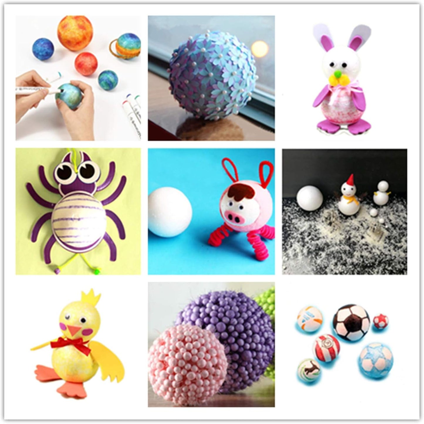 Crafjie Craft Foam Balls 2.75 Inches in Diameter 20-Pack, Smooth Polystyrenets Foam Ball, for Decoration Household School Projects DIY Arts and Craft, White