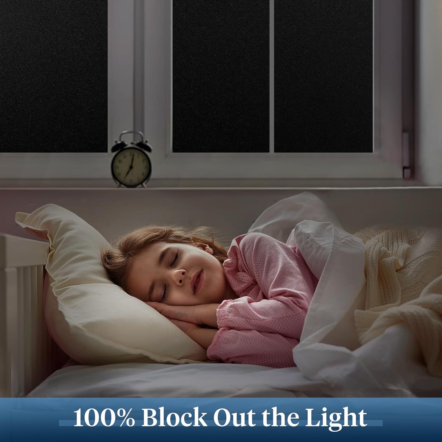 Haton Blackout Window Film, Frosted Privacy Cover for Glass, Sun Light Blocking Black Out Window Tint, Static Cling Room Darkening Heat Control Shades for Home Day and Night, Black 35.4" x 78.7"