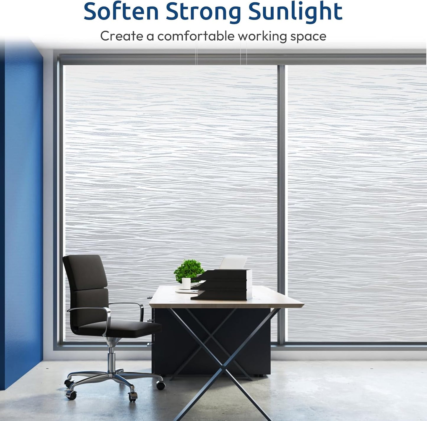 rabbitgoo Window Privacy Film Frosted Glass Film Removable Vinyl Door Coverings UV Blocking Decorative Static Cling Non-Adhesive Window Clings Sticker for Home Decor, 35.4 x 157.4 Inches