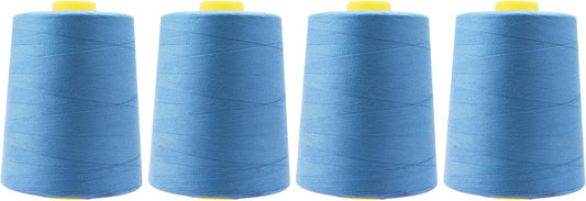 Mandala Crafts 4 Pack of Serger Threads Cones Spools - 20S/2 24000 Yards Polyester Dusty Blue Threads for Sergers Machine and Overlock Quilting Sewing Machine