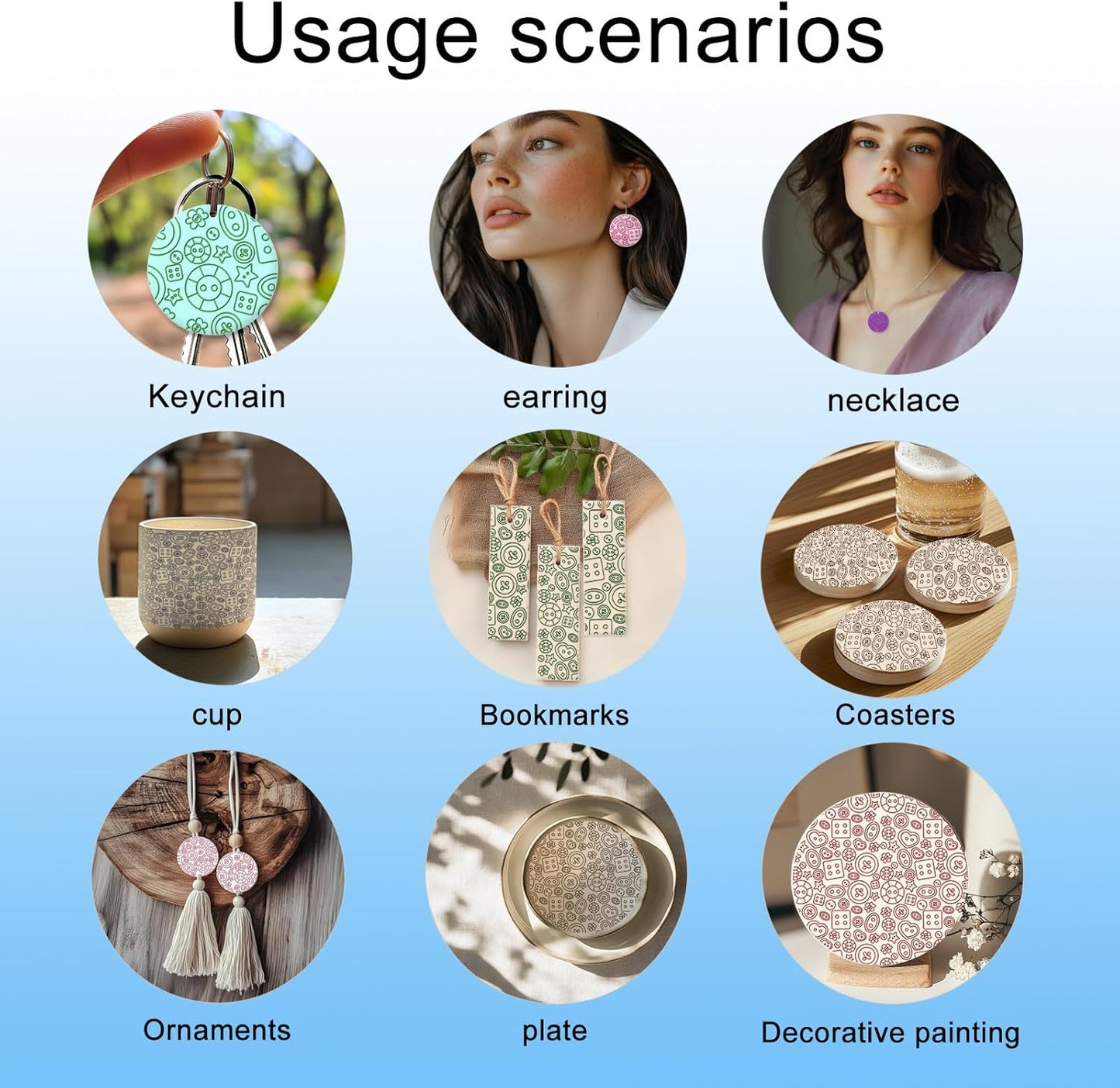 CHGCRAFT Button Pattern Polymer Clay Texture Sheets Heart Graphic Geometric Silicone Texture Stamp Clay Texture Mat Modeling Pattern Pad Sheets for Jewelry and Earrings Tools, 5.5x5.5 inch