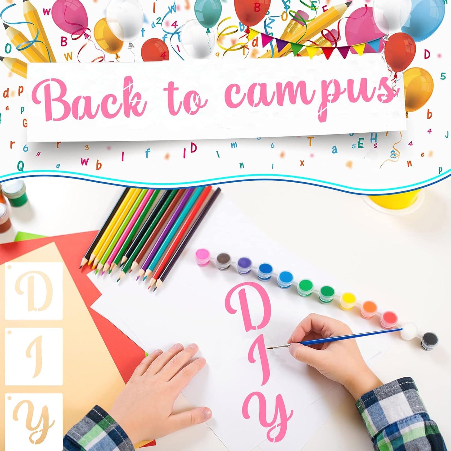 BAMIDELE 2 Inch Alphabet Letter Stencils for Painting, 66 Pcs Reusable Plastic Calligraphy Letter Stencils and Numbers Template Kit for Painting on Wood, Chalkboard, Fabric, Door Porch, Wall Art