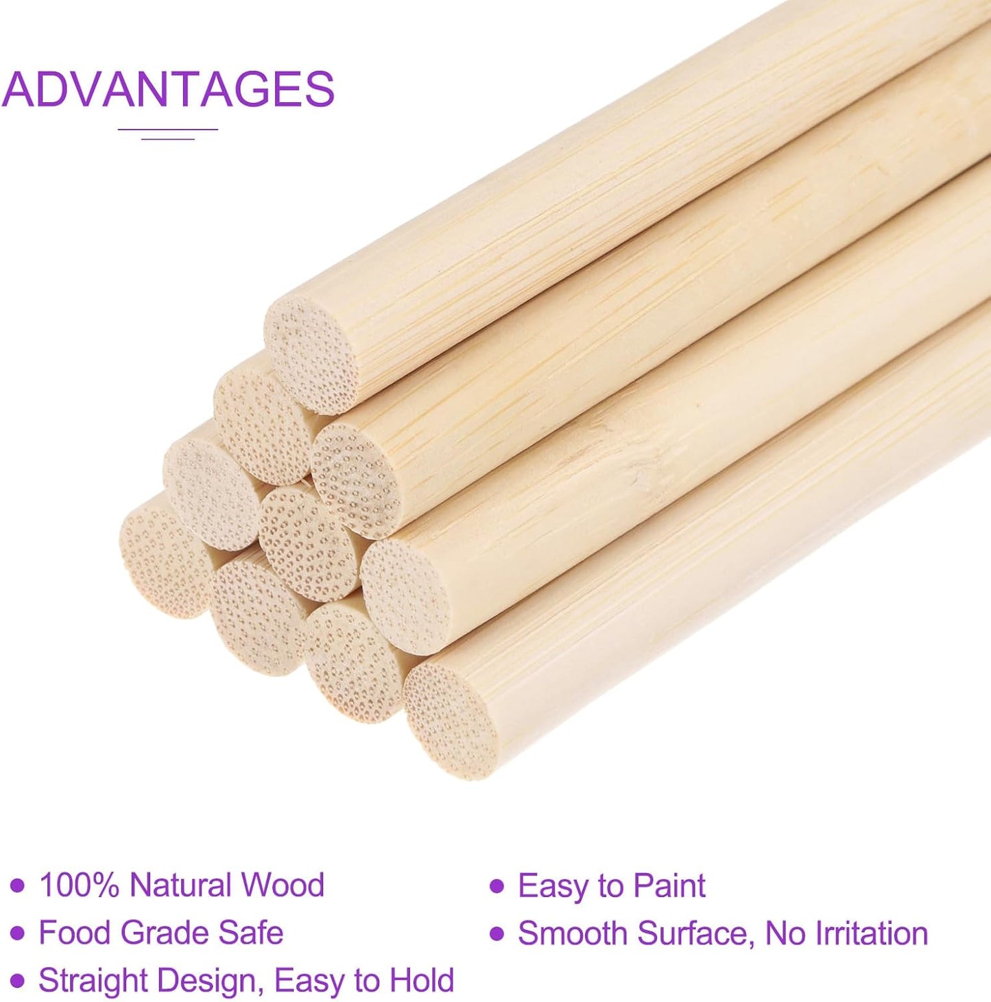 DMiotech 50 Pack 3/8" x 36" Wooden Dowel Rods Unfinished Natural Sticks Wood Craft Sticks for Home Decor Projects and Making DIY Craft,Wood Color