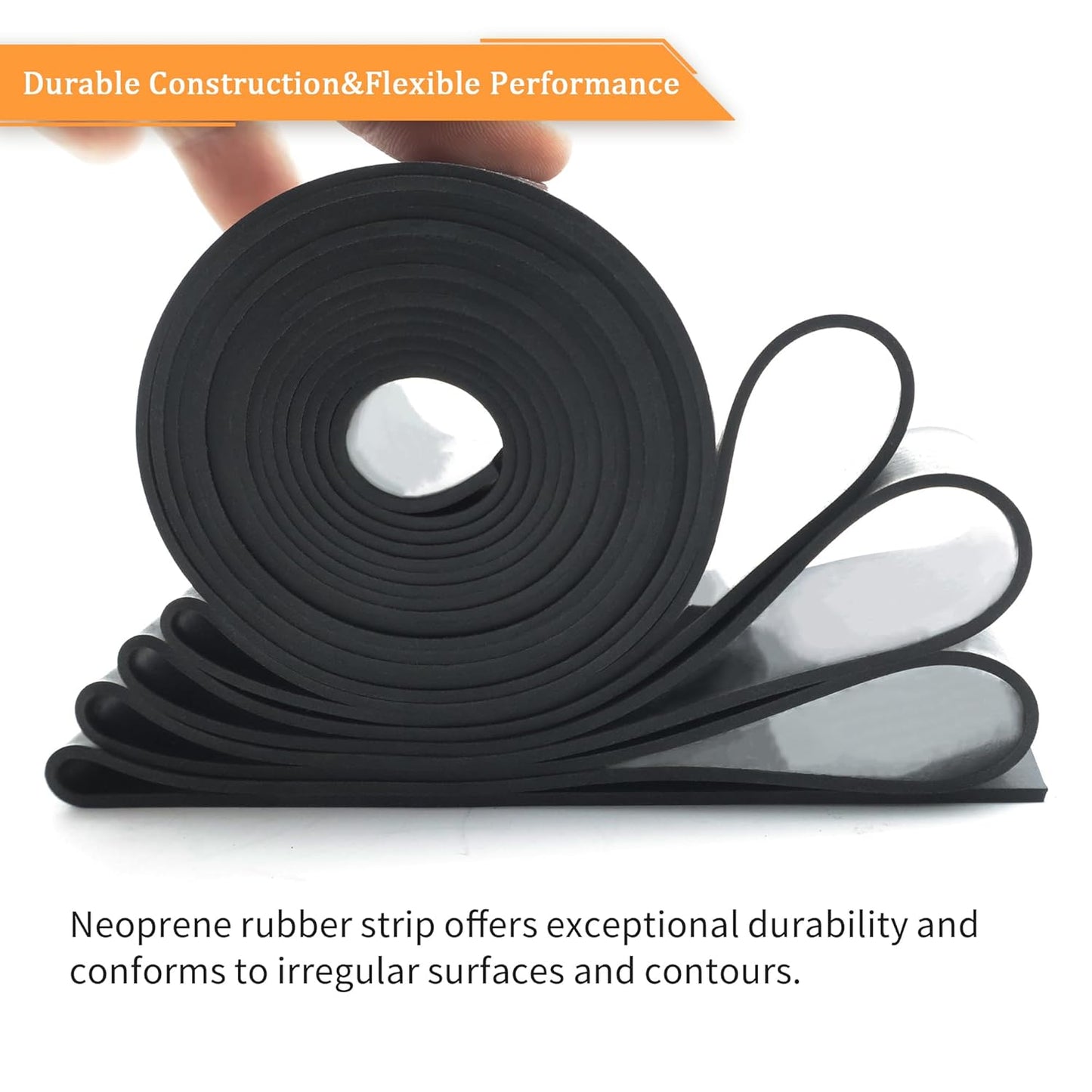 DOBTIM Thick Solid Neoprene Rubber Strips 1/4 (.250)" Thick X 1" Wide X 10' Long, Rubber Sheets, Rolls & Strips Use for Supports, Leveling, Sealing, Bumpers, Protection, Abrasion, Flooring