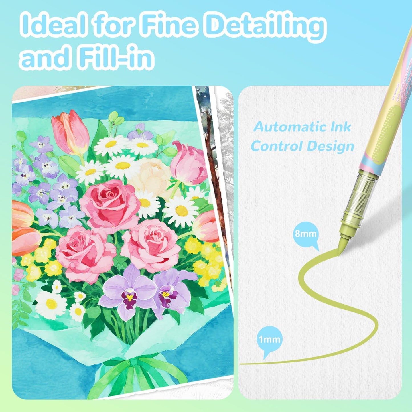 Guangna 12 Macaron Acrylic Paint Markers Set, Brush Tip Acrylic Paint Pens for Rock Painting, Wood, Glass, Paper, Coloring Book, Ceramic, Canvas, DIY Crafts, Water-Based Ink