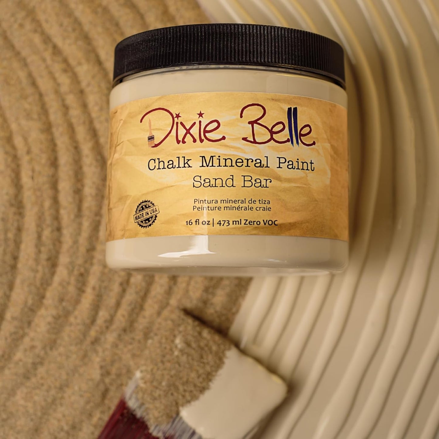 Dixie Belle Paint Company Chalk Finish Furniture Paint - Sand Bar (32oz) - Matte Neutral Tan Chic Chalk Mineral DIY Furniture Paint