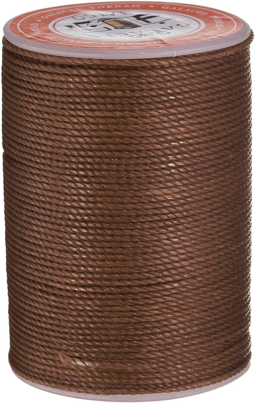 uxcell Round Leather Sewing Waxed Thread, 55m / 60 Yards Wax Polyester String, 0.8mm Waxed Stitching Cord for Leather Crafts, Bookbinding, Bracelets Braided, Dark Brown