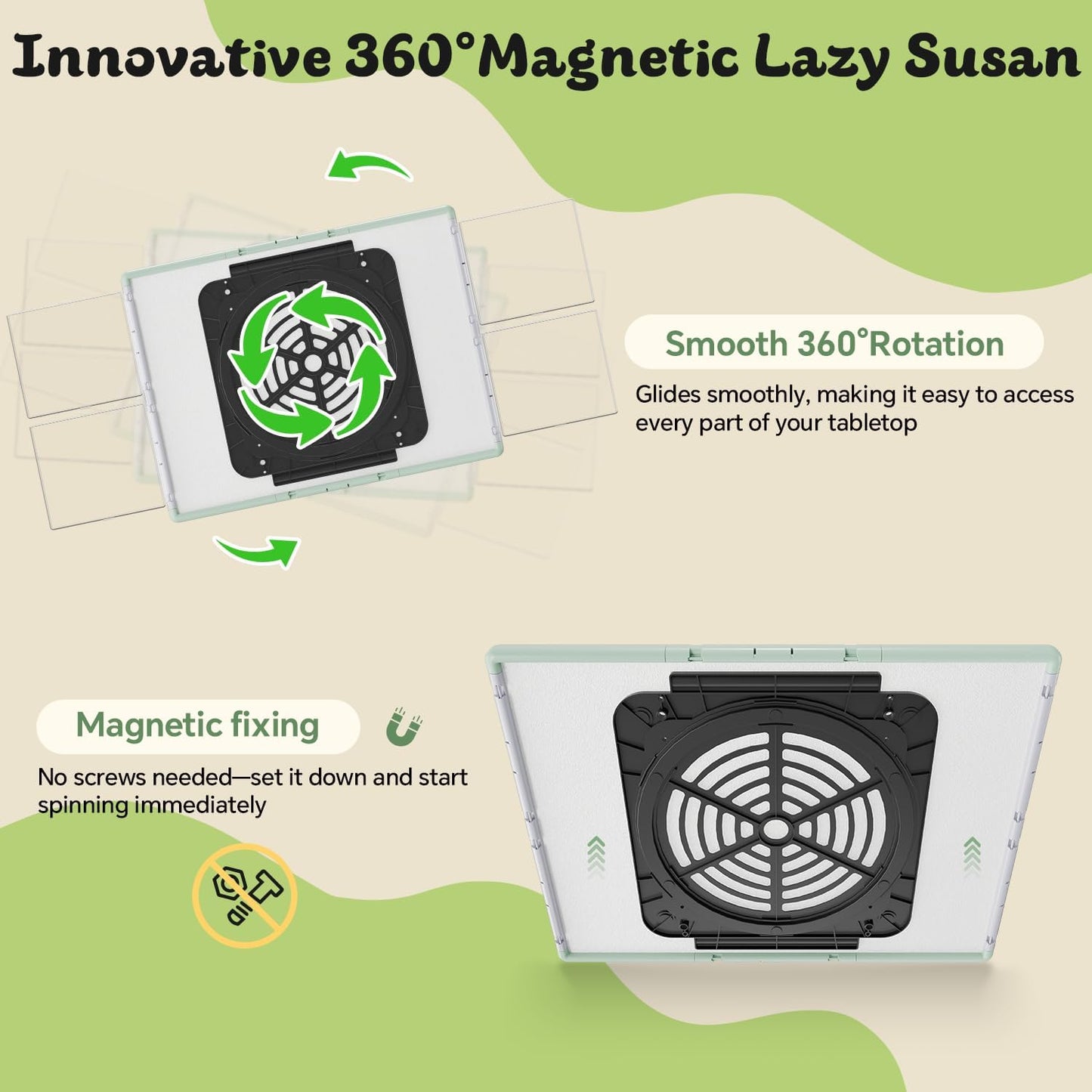 1000 Pieces Puzzle Board 3-in-1 Double-Sided & Rotating & Tilting, Plastic Puzzle Table with Sorting Boxes and PVC Cover, Portable Lazy Susan Jigsaw Puzzle Board for Adults, Gray Green