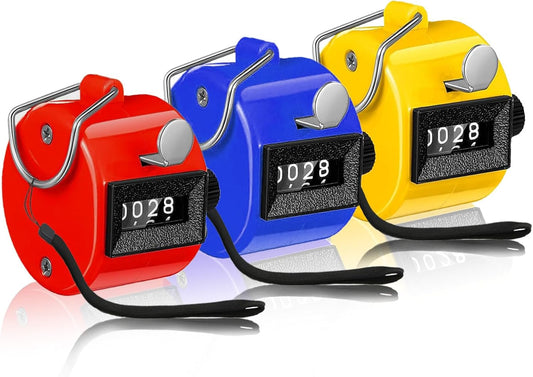 Handheld Clicker Counters - Golf Digital 4-Digit Baseball Finger Click Mechanical Tally Counter with 3pcs Lanyard for Sports Events Coaching Counting