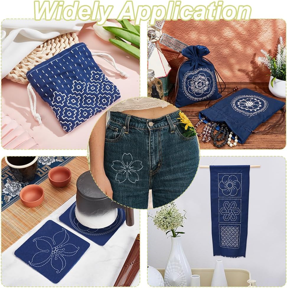 FREEBLOSS Sashiko Embroidery Stencils Sashiko PET Stencil Flowers Embroidery Patterns Stencils for Drawing Sashiko Template for Hand Quilting and Embroidery 14x14cm