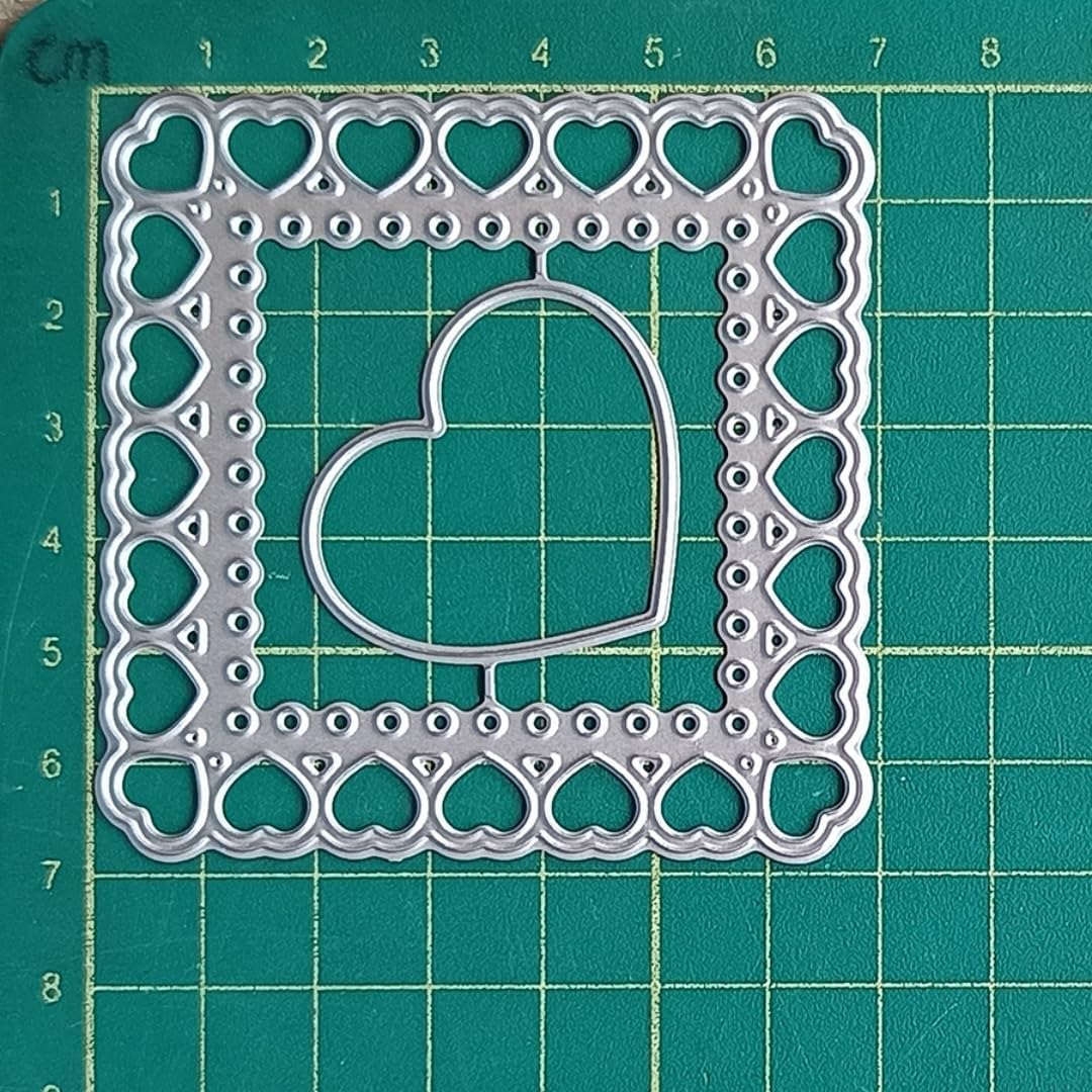 Cutting Dies Metal Stencils Scrapbooking Tools DIY Embossing Template for Paper Card Making Album Arts Crafts Supplies (Heart Frame-6.9x6.9cm)