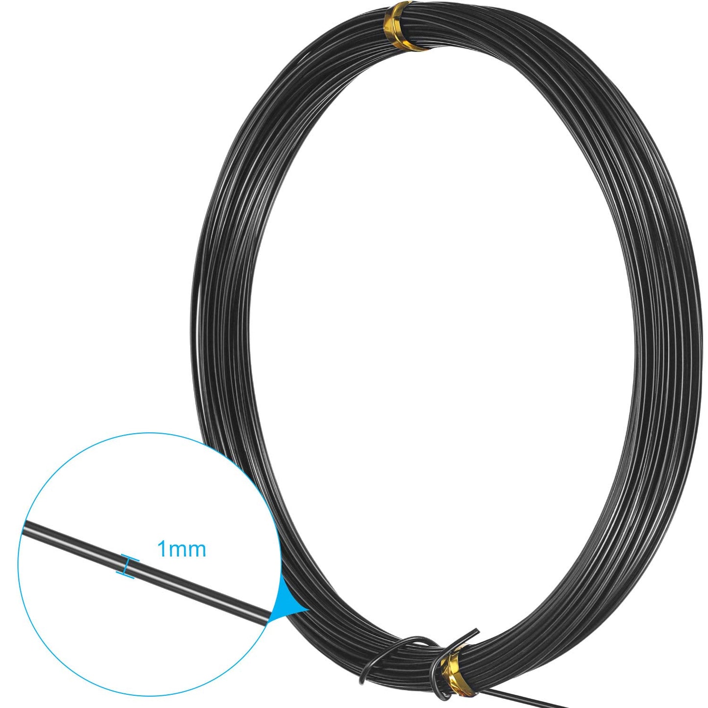 TecUnite Aluminum Craft Wire for Sculpting Armature Bendable Craft Wire for DIY Jewelry Making(Black, 10 M X 1 mm, 1 Roll)