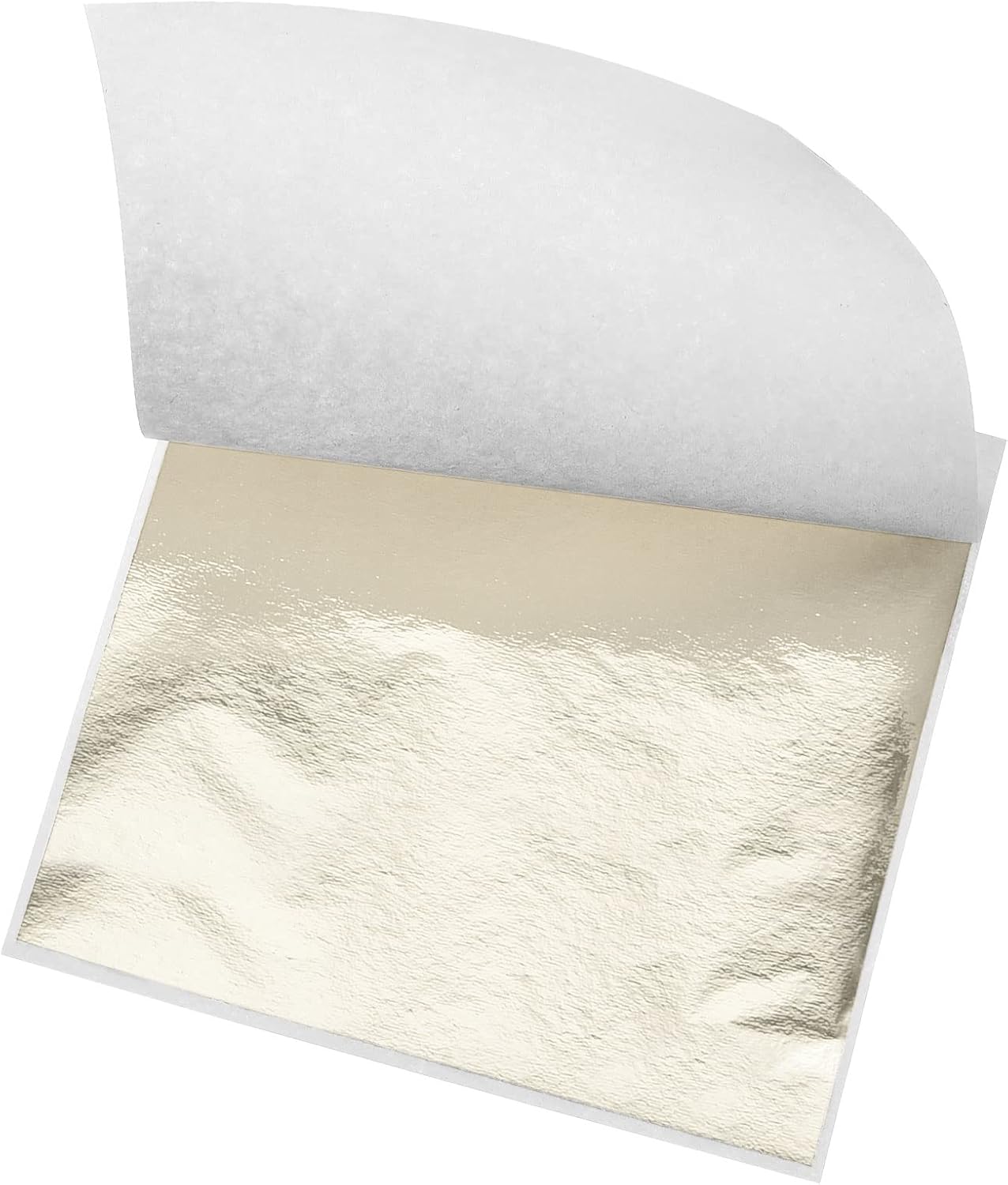 MECCANIXITY Gold Leaf Foil Sheet, Silver Leaf Papers, 3.3 x 3.1inch for Art Decoration, Sculptures, Painting, Pack of 100