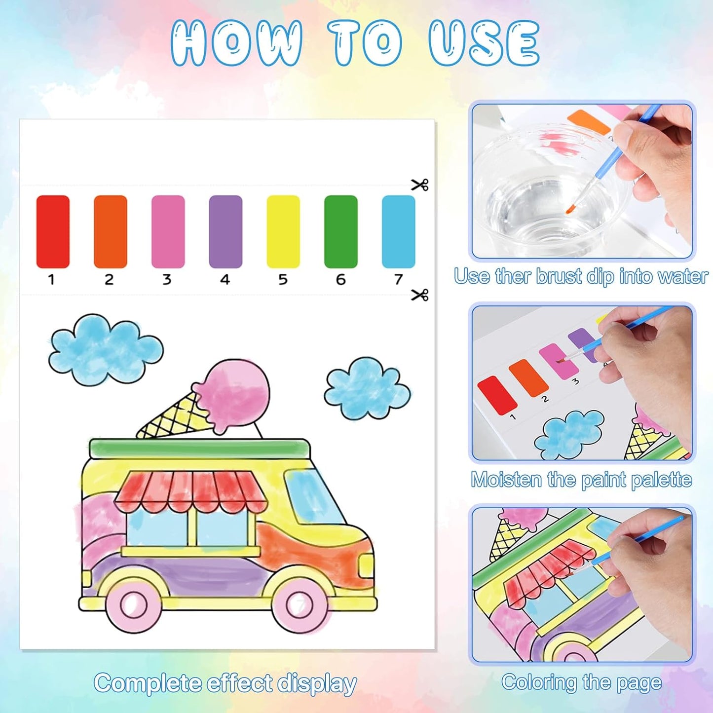 Paint with Water Coloring Books for Kids,Traffic Art Craft Kit No Mess Water Color Painting Sets for Kids Ages 4-8,Birthday Gifts Travel Toy Crafts Supplies Kits for Girls Boys Drawing with 2 Brushes