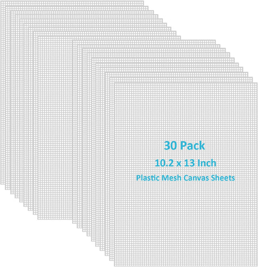 30 Pieces 7 Count Plastic Mesh Canvas Sheets10.2 x 13 Inch Plastic Canvas Sheets, Plastic Mesh, Eye Mesh for Embroidery Crafting, Acrylic Yarn Crafting, Knit and Crochet DIY Projects