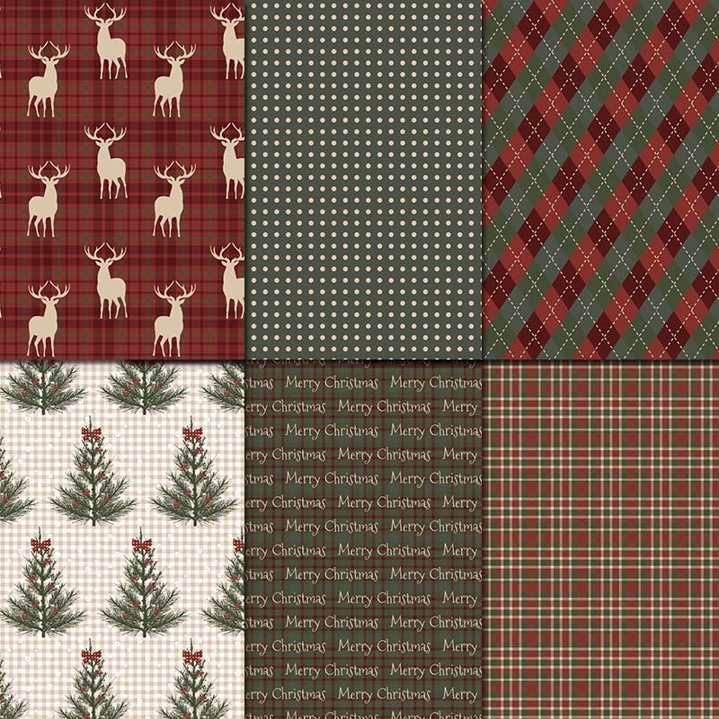 Christmas Scrapbook Paper Pad 12×12,Vintage Christmas Deer Patterned Papers ,24 Sheets Double-Sided Merry Christmas Scrapbooking CardStock Paper Pad for Holiday Cardmaking DIY Origami Papers.