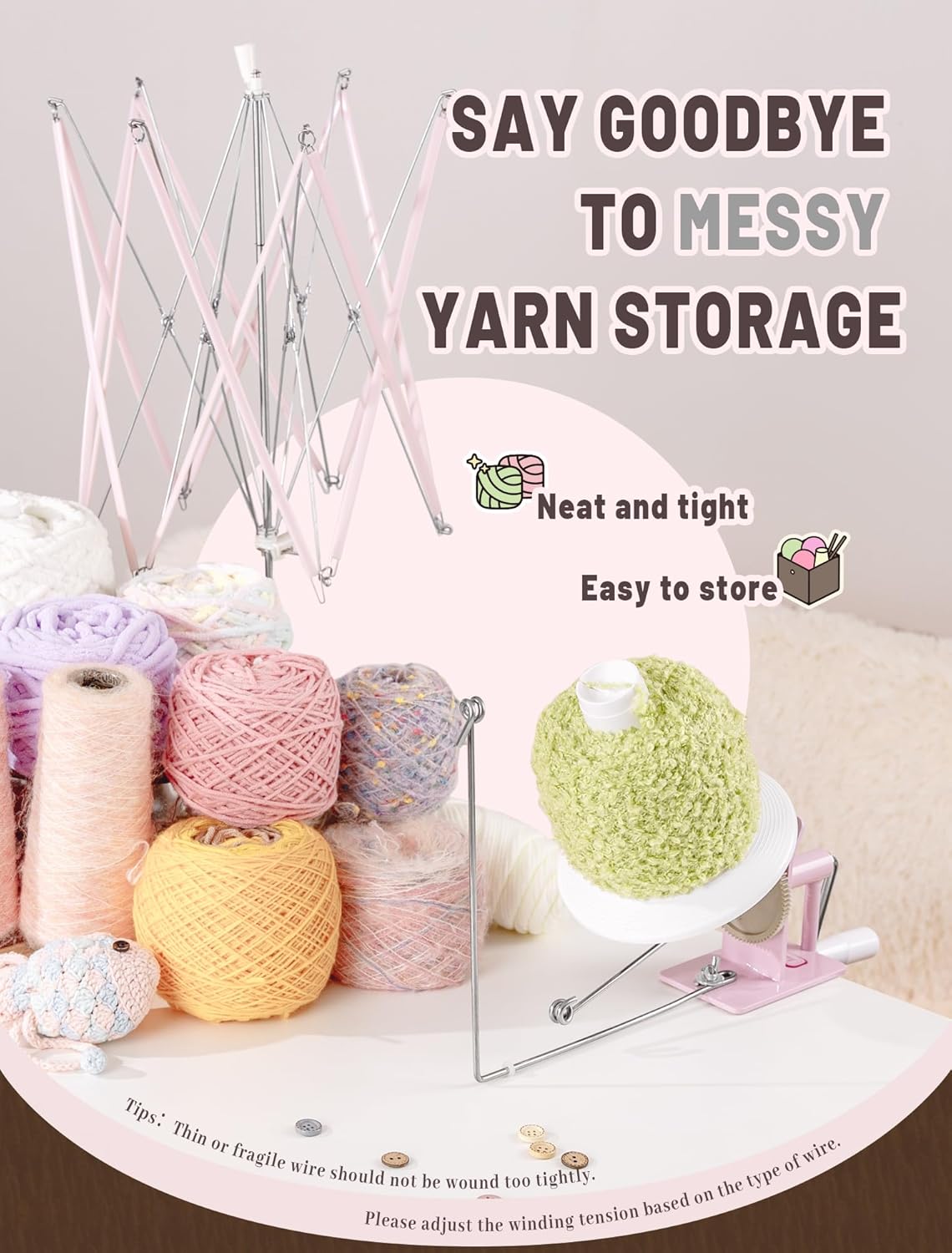 INMAKER Yarn Winder and Swift, 10oz Yarn Ball Winder Large Capacity for Crocheting, Yarn Spinner for Yarn Cake Maker