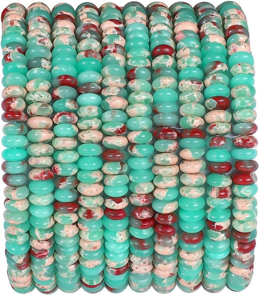 Natural Green Shoushan Disk Stone Beads 4x2mm 160pcs Rondelle Loose Semi Gemstone Beads for Jewelry Making Design