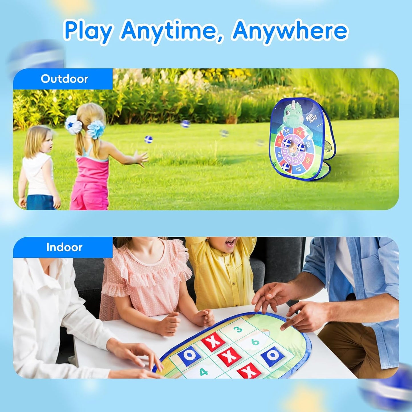 Bean Bag Toss Game for Kids - 5IN1 Kid Cornhole Toys Set, Over 3 Years Toddlers Children Backyard Beach Lawn Outdoor Indoor Throwing Toy to Boys Girls Birthday Family Party Christmas Easter Gift