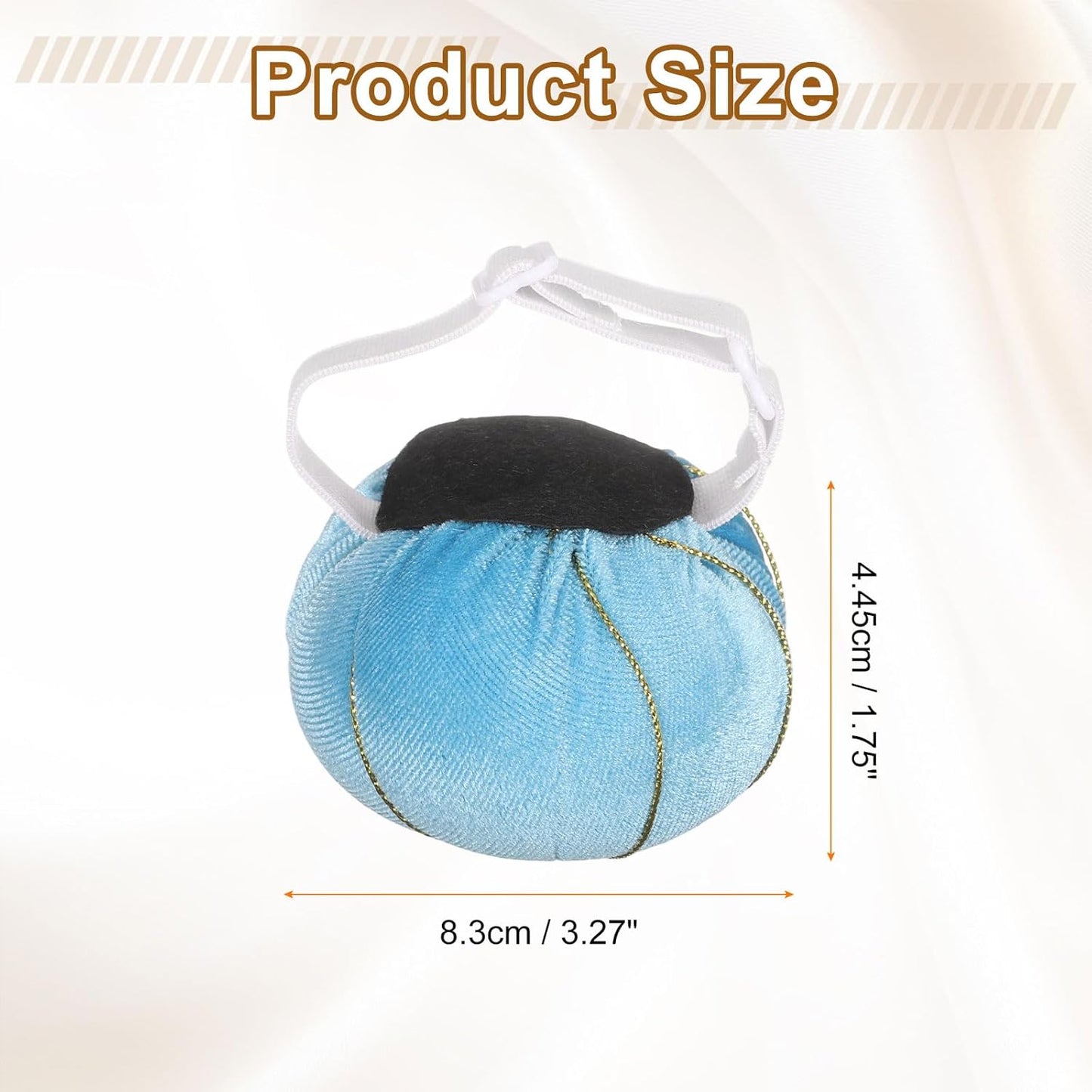 HARFINGTON Wrist Pin Cushion Wristband Sewing Pincushion Polyester Pin Holder Wearable Pumpkin Shaped Needles Wristband for Sewing Quilting Needlework DIY Crafts, Light Blue