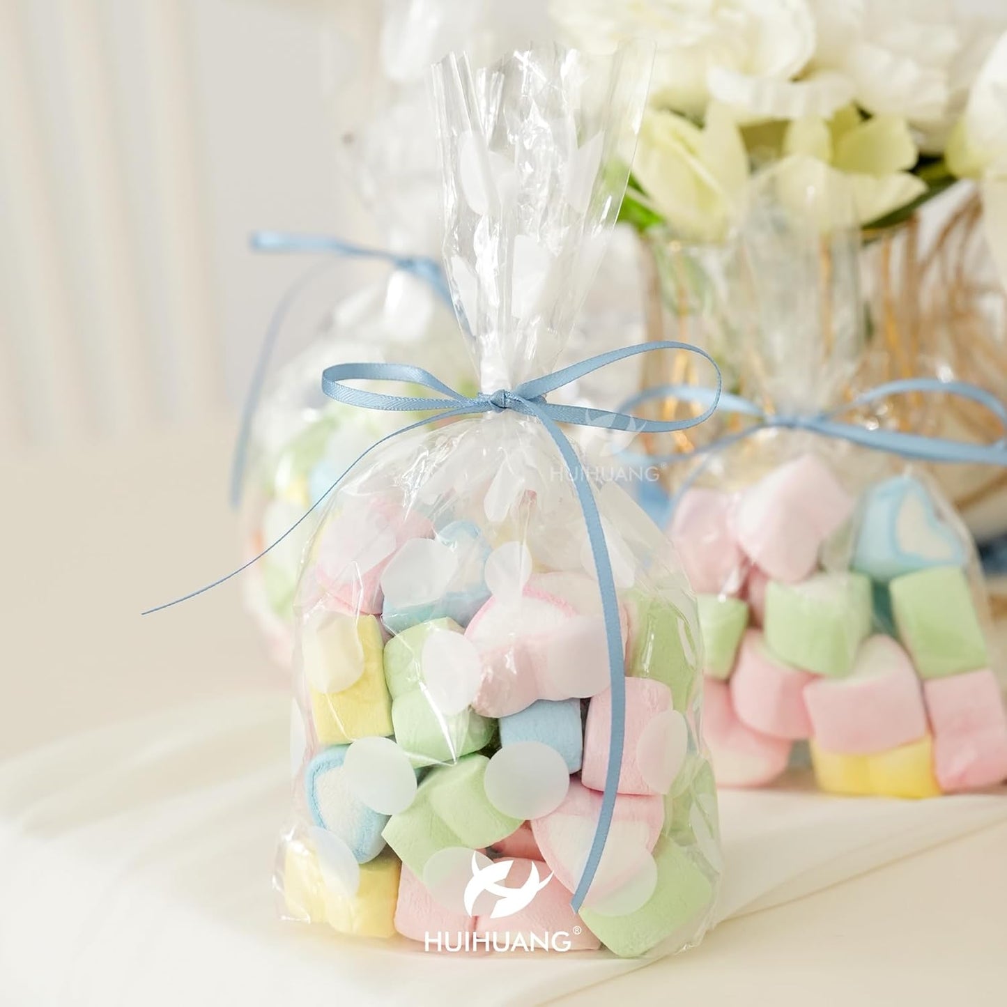 HUIHUANG Solid Color Satin Ribbon 1/8 inch x 100 Yards Roll Ribbon Double Faced for Crafts Gift Wrapping DIY Bows Invitation Card (Dusty Blue)