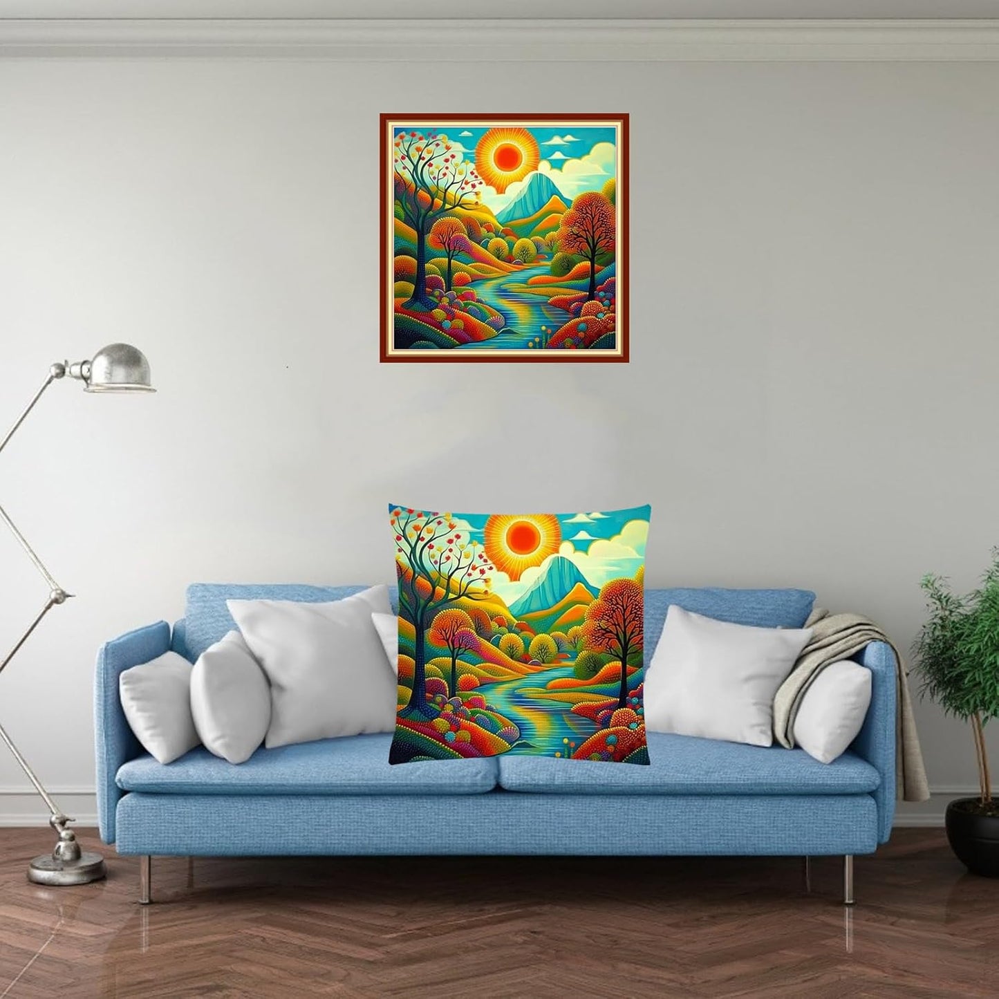 Fanxvivy Stamped Cross Stitch Kits for Adults Beginners Pillow Needlepoint Kit with Embroidery Pattern Needlework Kit Prestamped Stitches Kit 11CT Cross Stitching-Paradise on Earth 18x18 inch