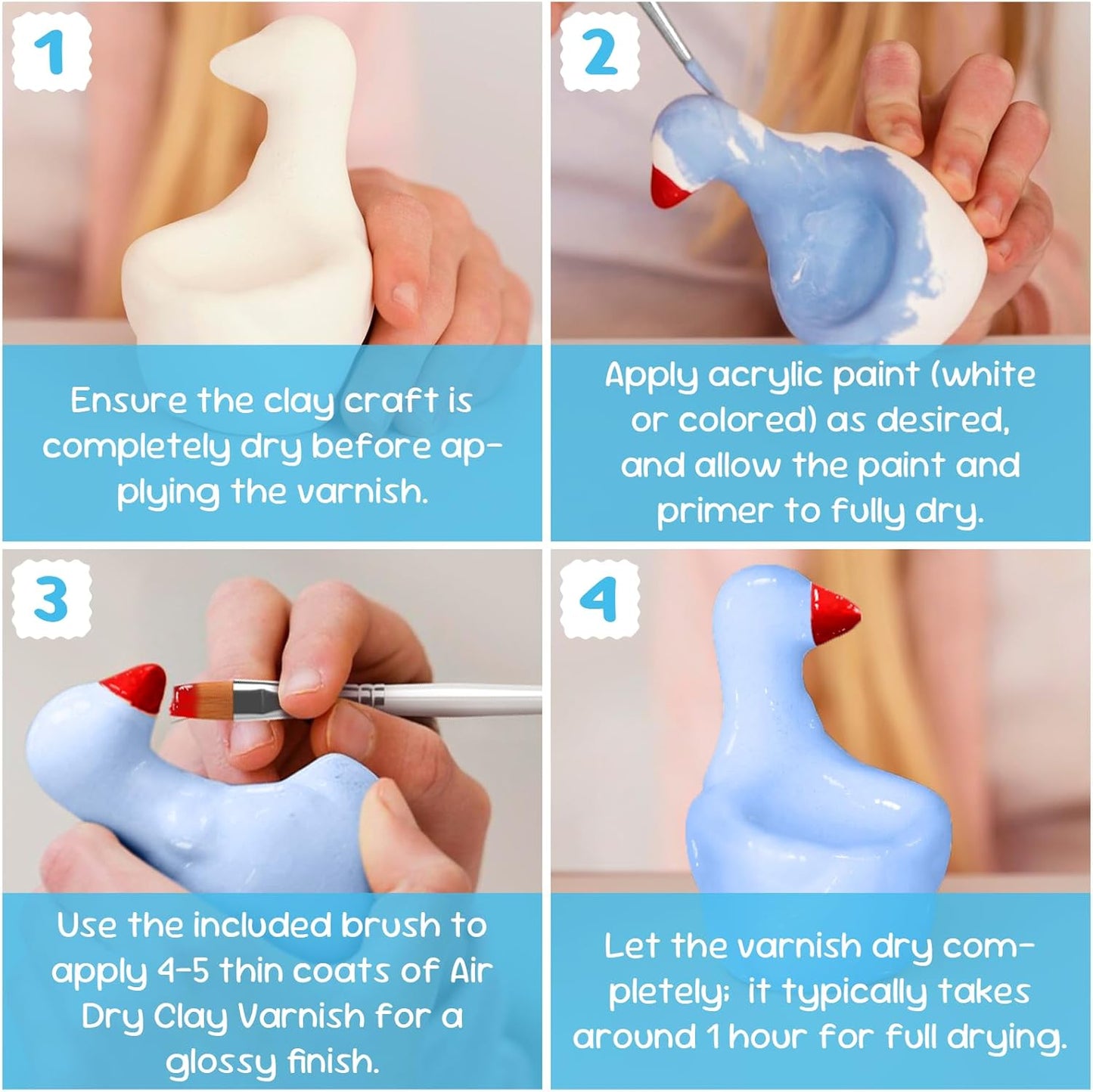 CALPALMY 100ml Gloss Glaze Varnish Kit for Air Dry Clay Sealer, Waterproof, Gloss Finish - Prevent Cracking and Scratches for Clay, Pottery, Ceramics, Acrylic Paint