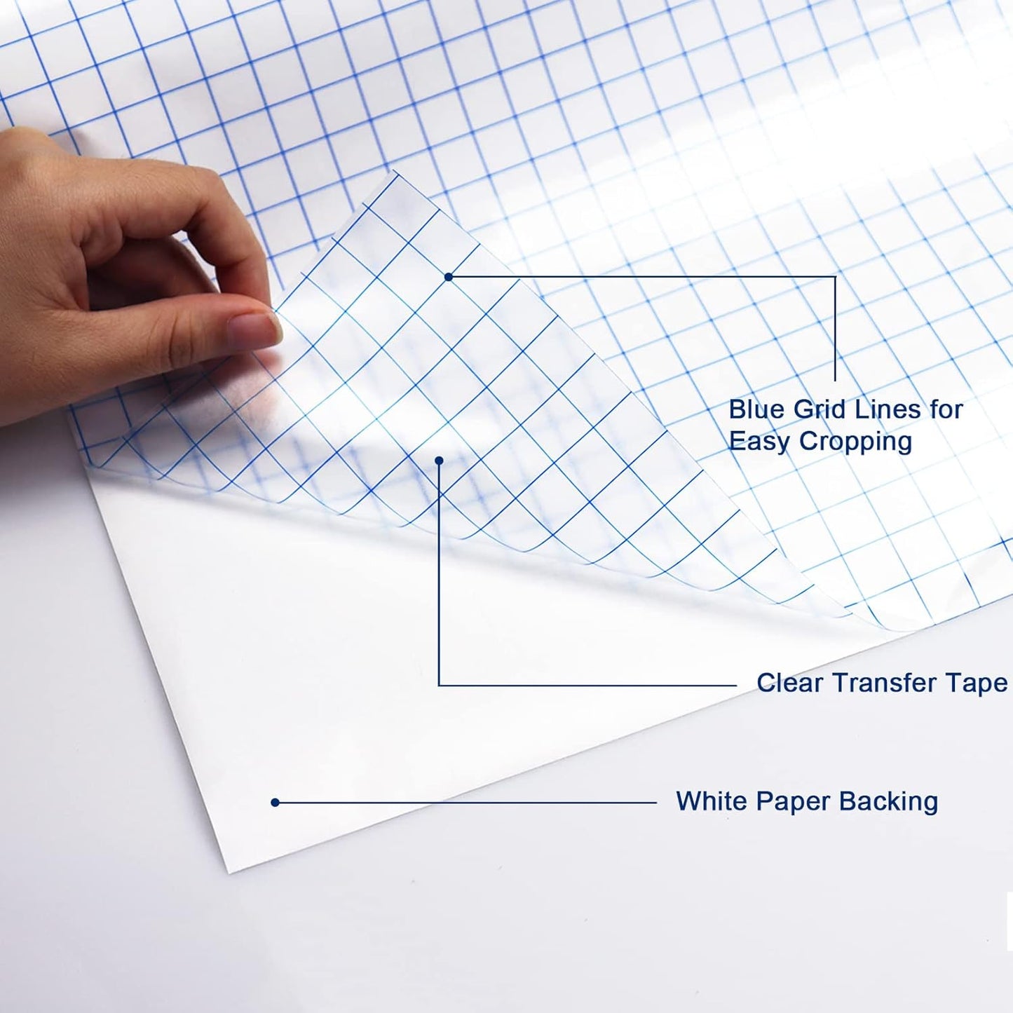 Clear Transfer Tape for Vinyl - 6" x 50 FT with Blue Alignment Grid Medium Tack for Adhesive Vinyl, Application Transfer Contact Paper Tape Roll for Silhouette Cameo Decals Stickers Window Signs