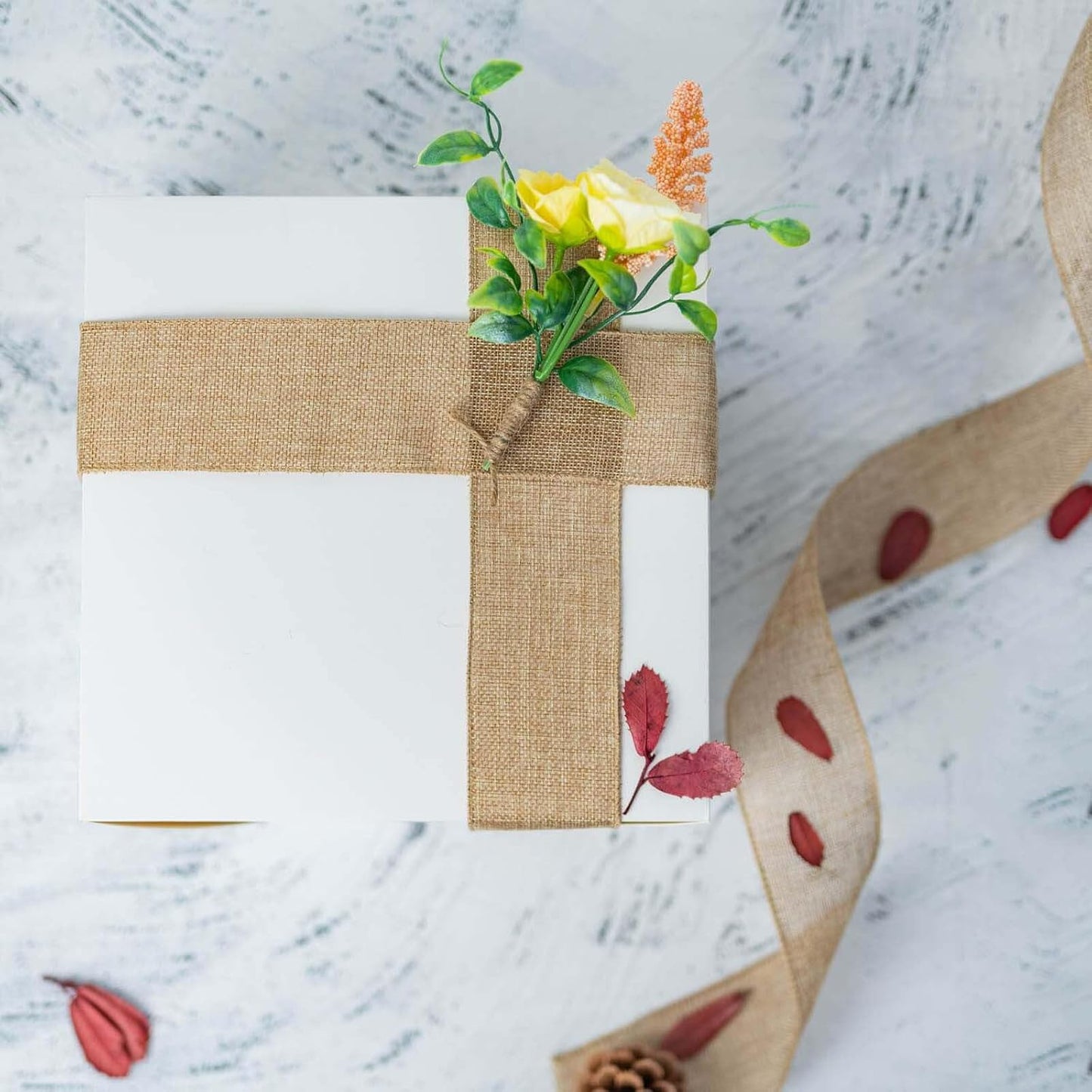 Burlap Ribbon Wired, Farmhouse Rustic Ribbon for Gifts Wrapping DIY Crafts Floral Bows Wreath Making Party Supplies Holiday Home Decoration, 2.5 Inch x 10 Yards