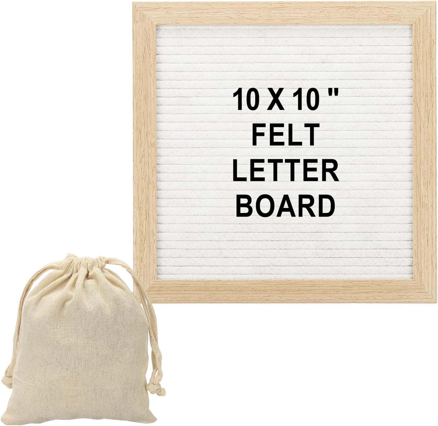 PATIKIL Felt Letter Board, 10x10Inches White Wooden Changeable Message Board with Storage Bag Stand for Kitchen Menu Farmhouse Decor Notes, Black