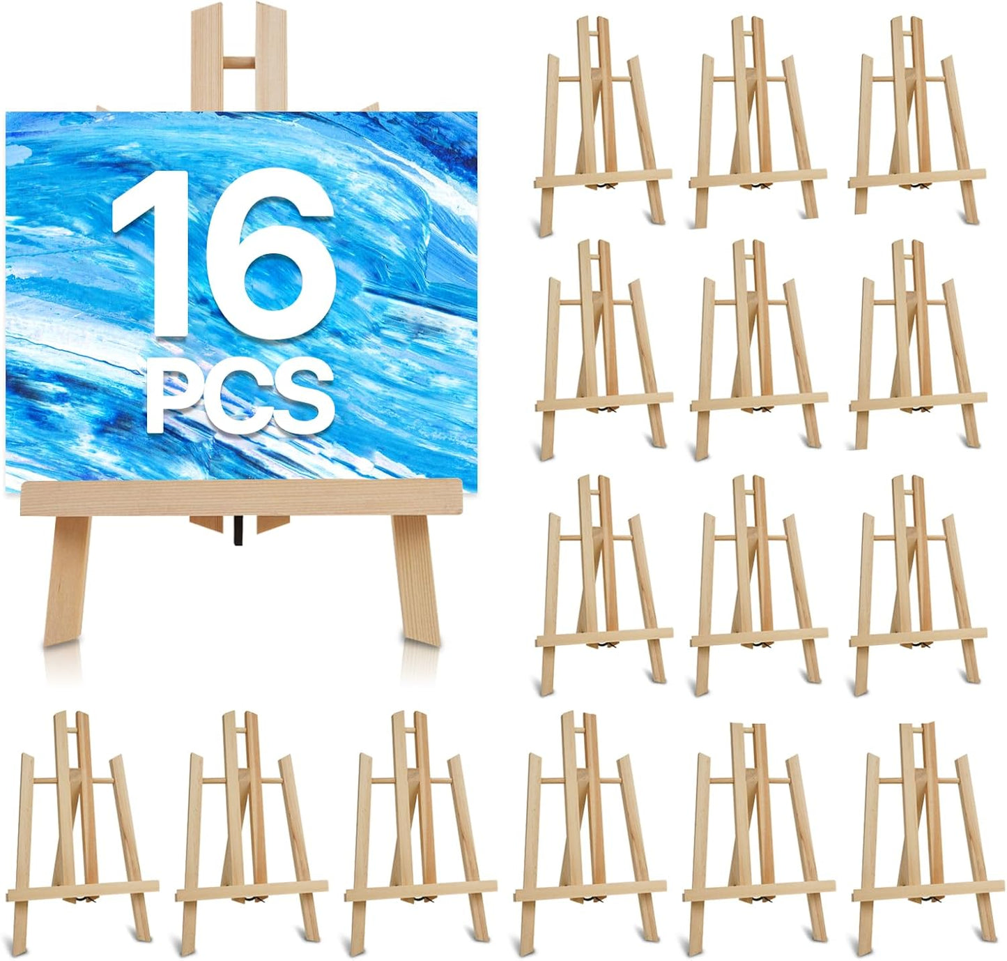 CONDA Tabletop Easel, Portable A-Frame Tripod Tabletop Easel Set for Painting Party & Displaying Canvases, Photos, Display Tripod Holder Stand for Students Kids Beginners（16 Pack 11.8 inch）