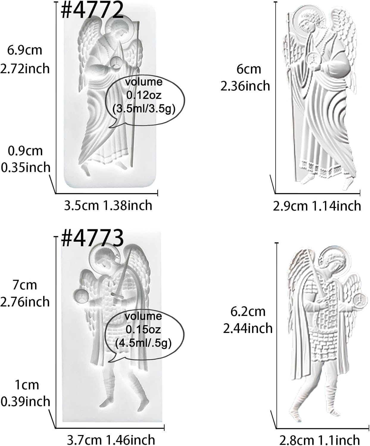 Art Molds for Polyclay Air Dry Clay Plaster, 2 Carved Archangel Symbols