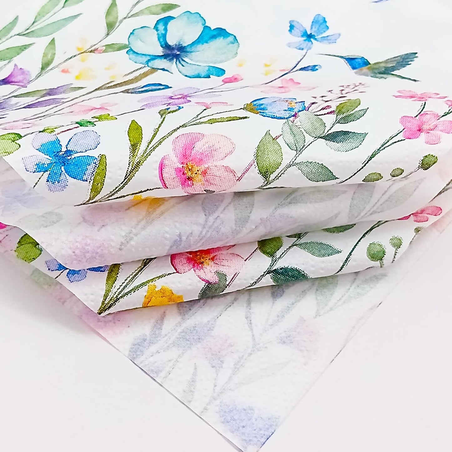 Cocktail Napkins 80 Pack 2 Ply Floral Beverage Luncheon Dinner Paper Napkins Flower Print Disposable Napkins for Wedding Anniversary Celebrations, 5X5 Inches Folded
