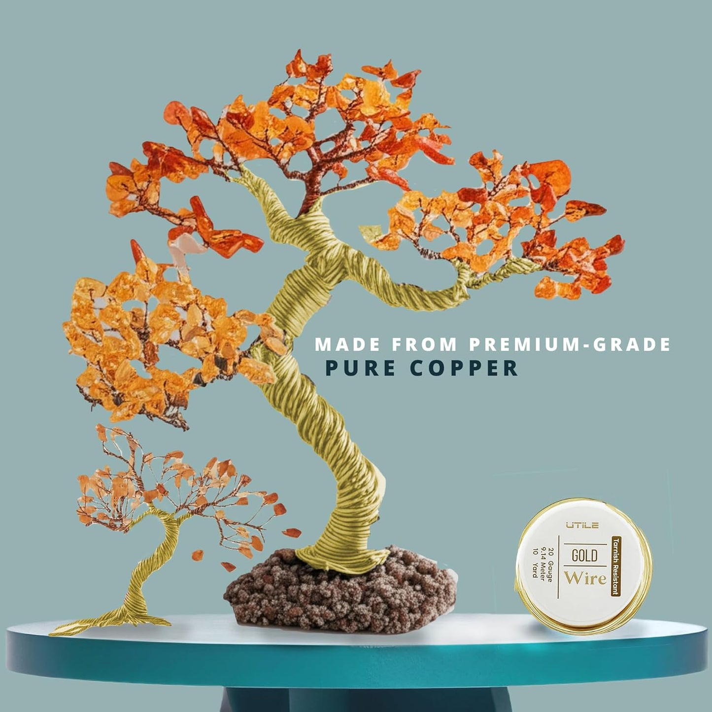 UTILE 18 20 22 24 Gauge 90 ft 99.9% Pure Soft Copper Wire for Electroculture Gardening, Jewelry Making, Crafting Wire Bendable, Plant Wire (Gold 22)