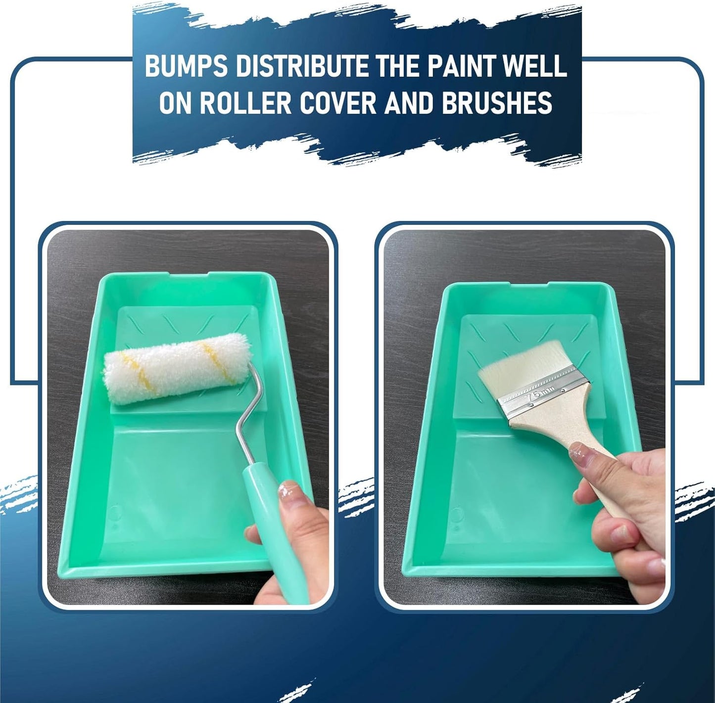 4 Inch Paint Tray, 25 Pack Plastic Paint Tray Kit, Heavy Duty Paint Roller Tray with Roller Frame, Sturdy Home Painting Supplies & Tools for Paint Rollers & Roller Brushes