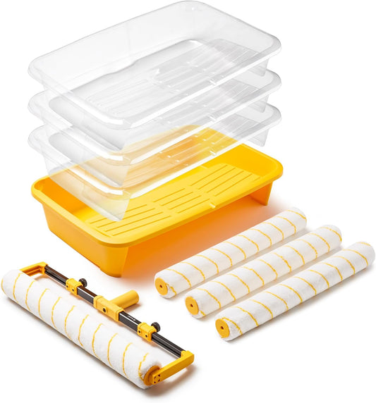Voomey 18" Paint Roller kit，9 Piece 18 inch Paint Roller，18 Paint Roller Tray with Liner,Microfiber Paint Roller,Paint kit for House Painting