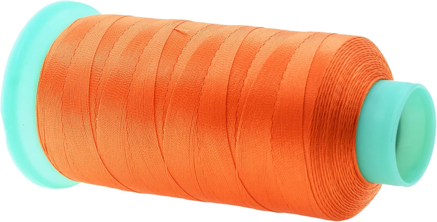 Mandala Crafts Orange Heavy Duty Thread -1100 Yds Tex 90 Thread for Sewing Drapery Jeans Leather Hair - Bonded Polyester for Outdoor Marine Upholstery