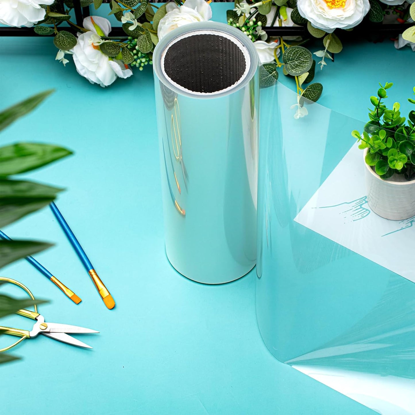 Frienda 12 Inches x 80 ft Rolls 4 Mil Blank Stencil Sheets Acetate Sheets Clear Template Material Reusable Acetate Roll for Crafts Stencil Paper Vinyl for Cutting Machines(Clear)