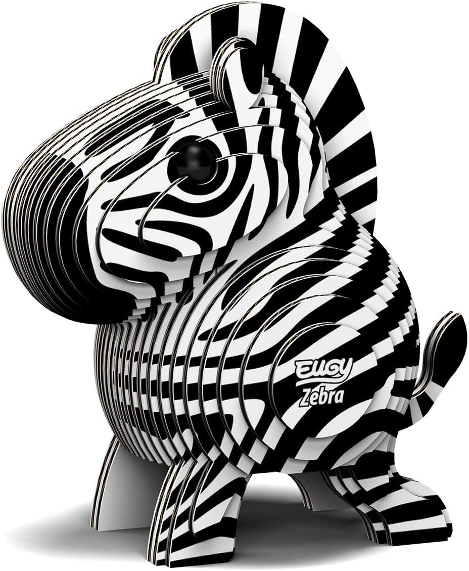 Eugy Zebra 3D Puzzle, 26 Piece Eco-Friendly Educational Toy Puzzles for Boys, Girls & Kids Ages 6+