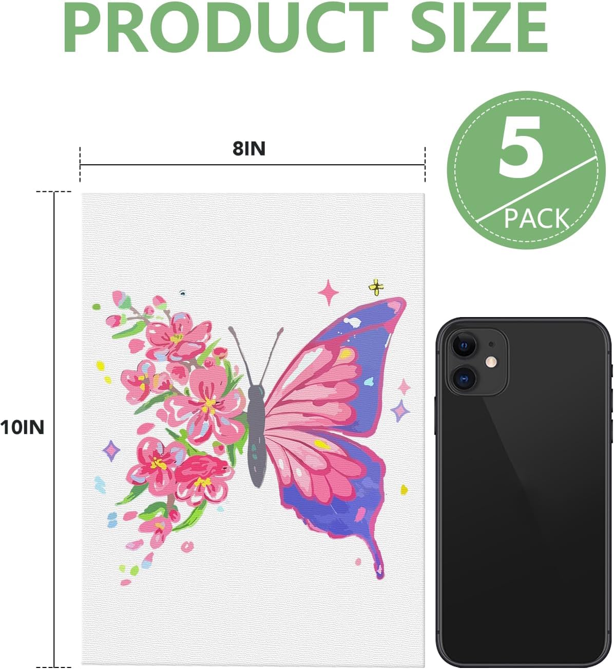 Canvas Boards for Painting 8x10, 5 Pack Canvases for Painting Cotton Primed Acid Free Blank Canvas Panels for Watercolor, Oil Paint, Gouache, Acrylic Paint and Tempera.