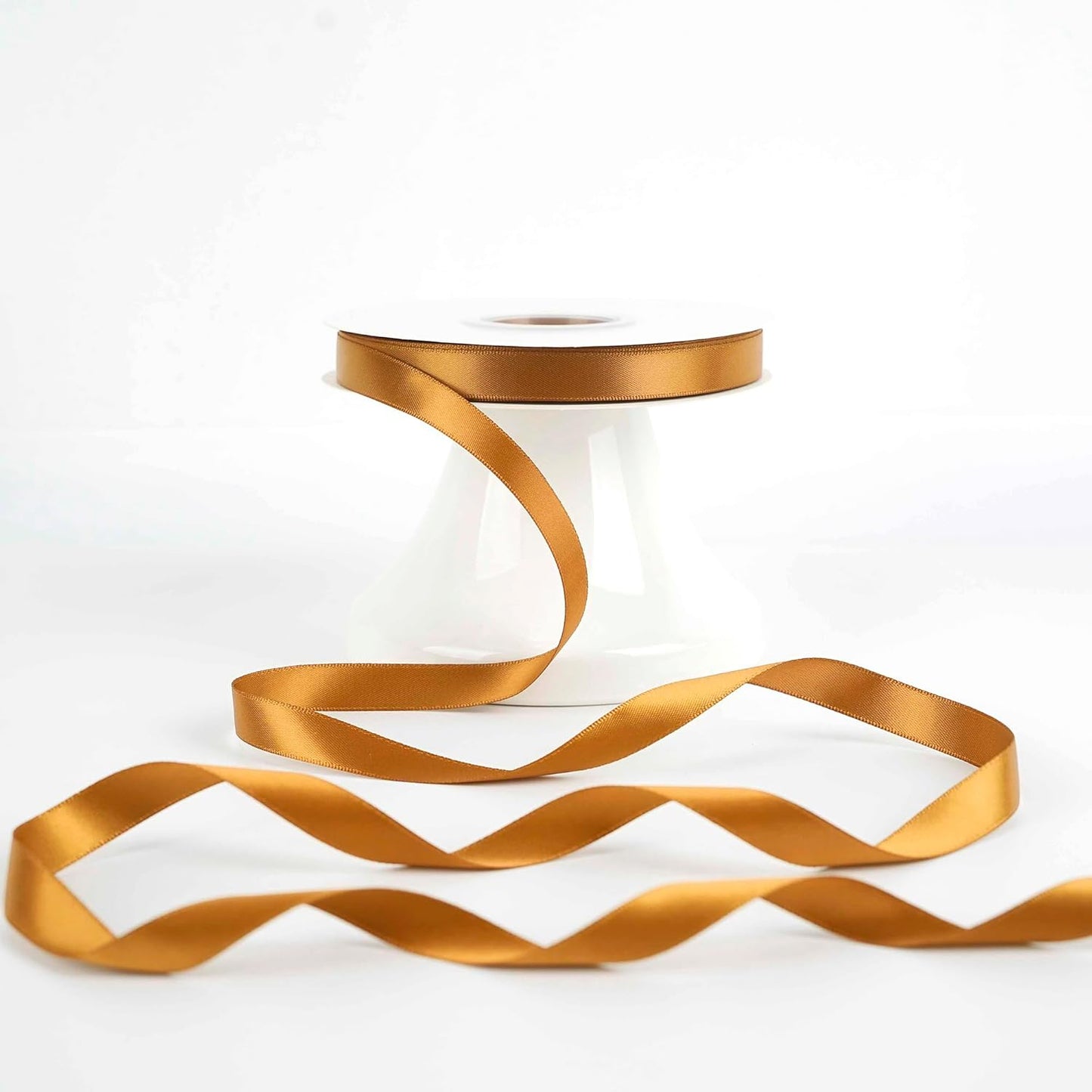 HUIHUANG Copper Satin Ribbon 1/2 inch X 50 Yards Continuous, Bronze Double-Faced Satin Ribbon for Gift Wrapping, Bows, DIY Crafts, Flower Bouquet, Wedding Bridal Shower Decor, Flower Crown