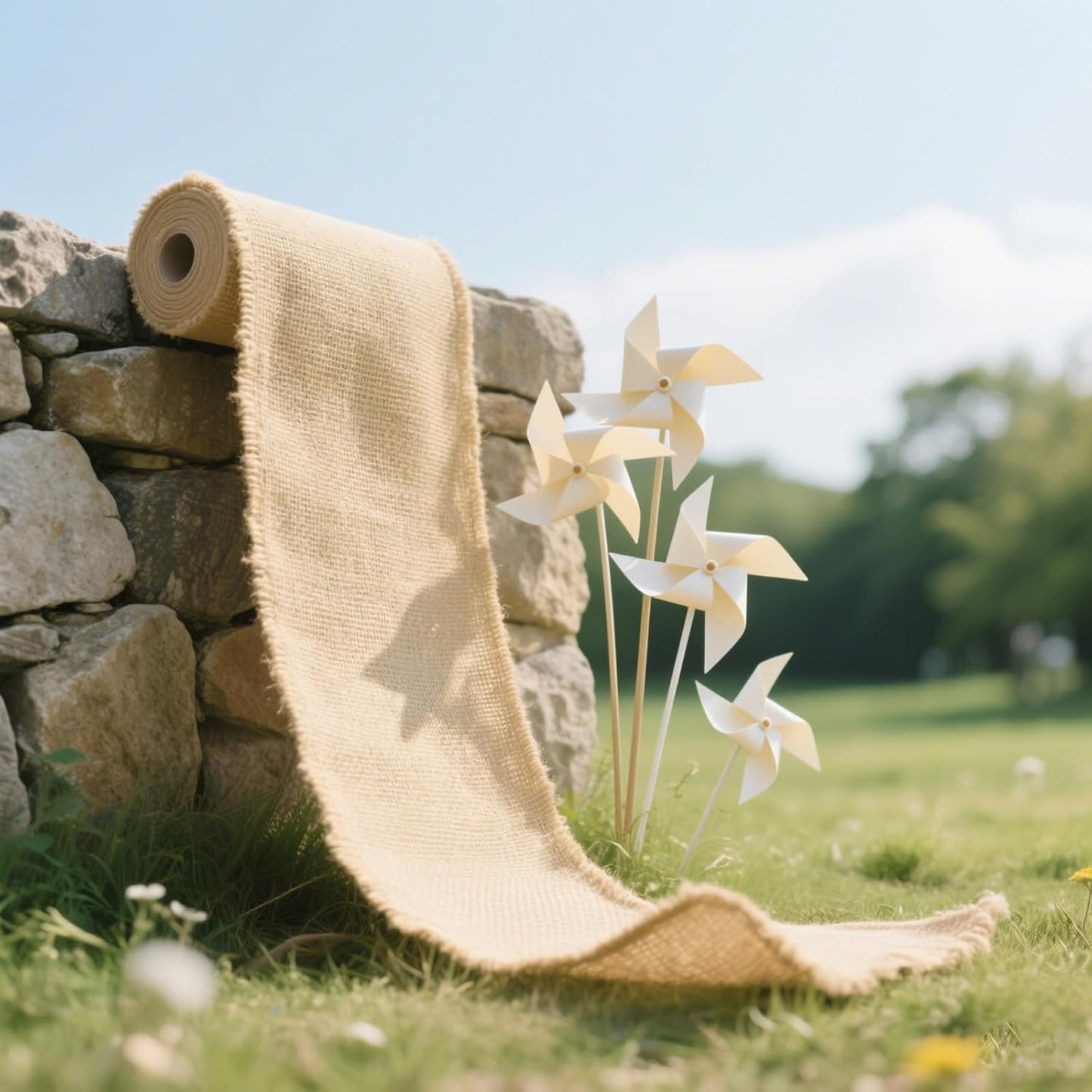 KINJOEK 6 Inch Wide 27 Yards Burlap Ribbon, Natural Jute Fabric Ribbon, Crafts Ribbon for Christmas, Wedding, Gifts, Burlap Fabric DIY for Decoration,