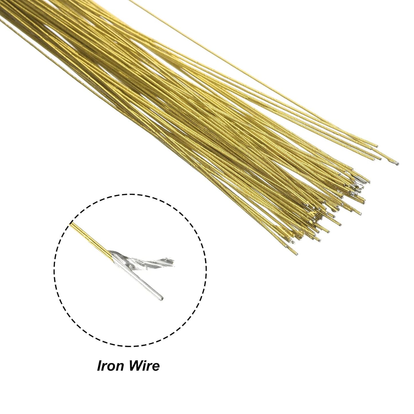 PATIKIL 32 Inch 22 Gauge Floral Stem Wire, 3 Pack/120 Pieces Bouquet Stem Paper Wrapped for DIY Crafts Flower Arrangements, Gold Tone