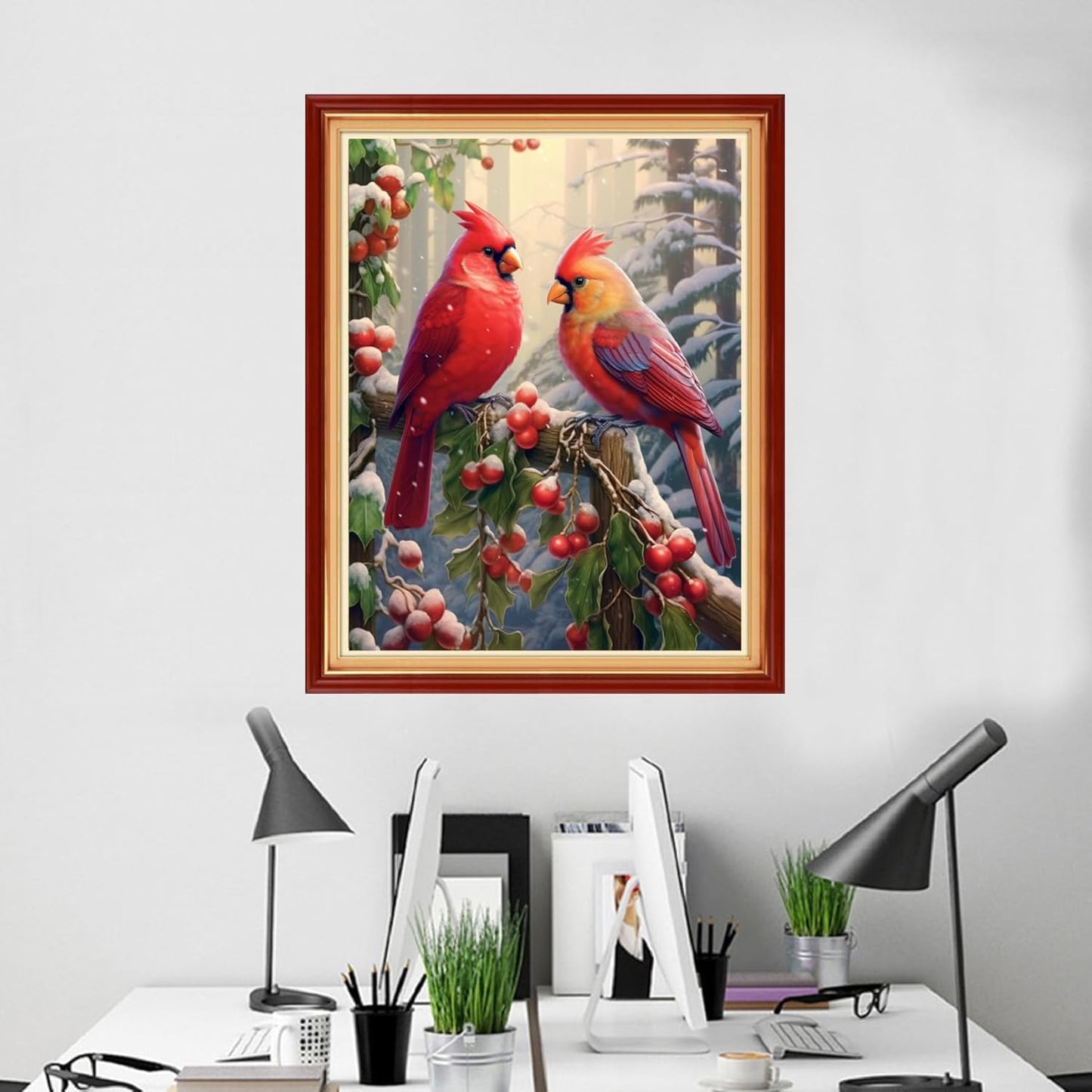 Foxhool Beginners Cross Stitch Kits Stamped Full Range of Embroidery Kits for Adults DIY Cross Stitches kit Embroidery Patterns for Needlepoint kit-Birds on Trees 16x20 inch