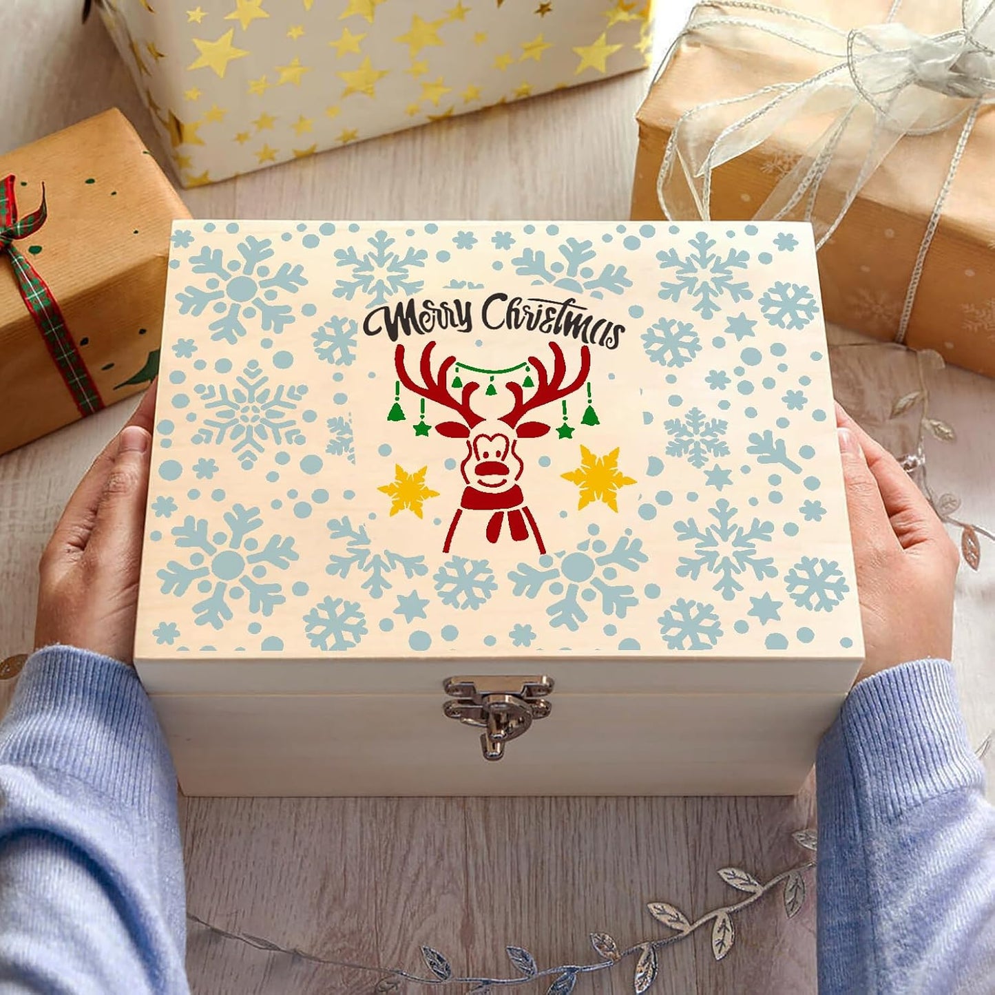 Christmas Stencils for Crafts Reusable 6" Xmas Holiday Stencil Christmas Stencils for Painting on Wood Fabrics Decor